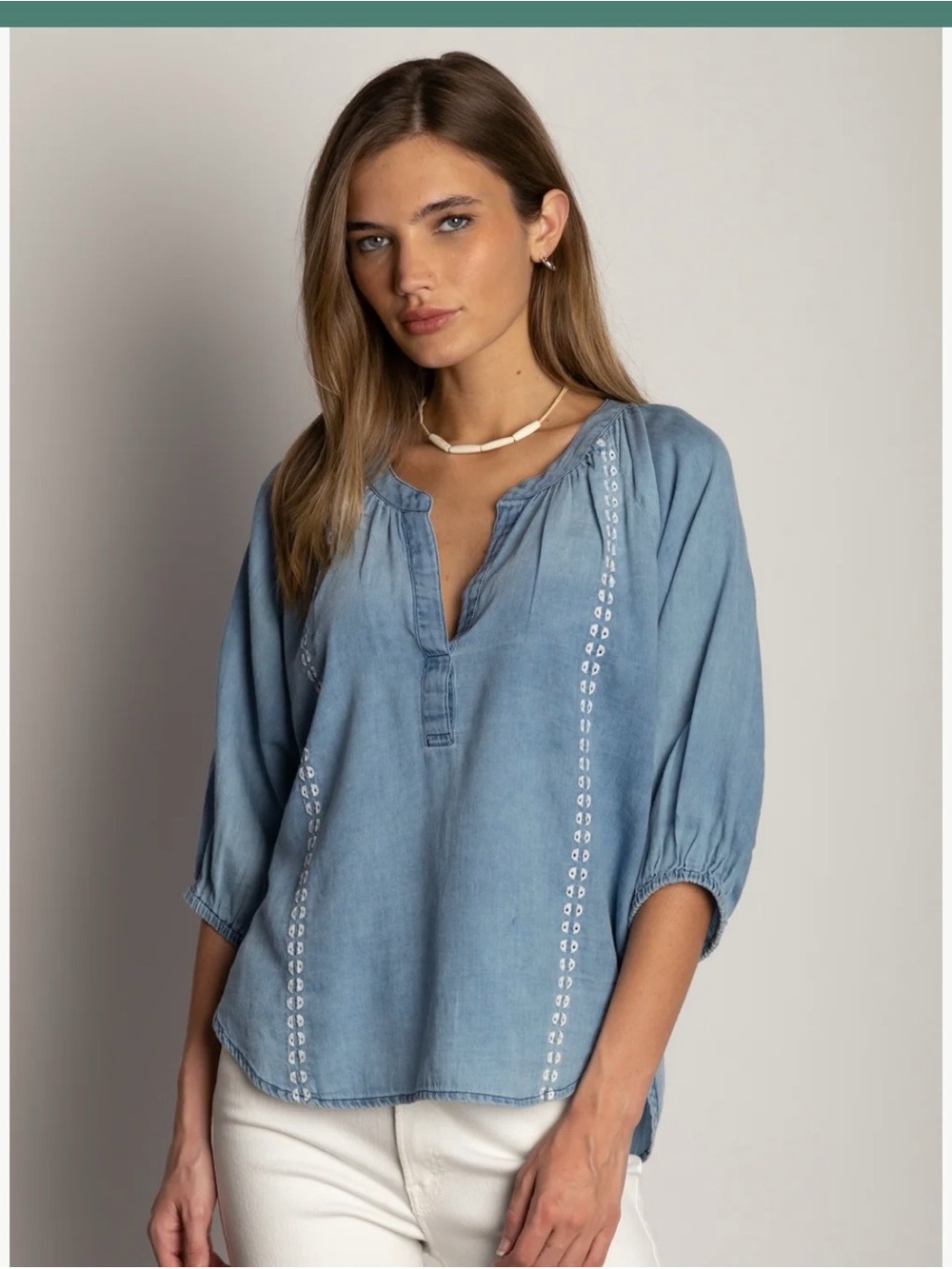 NWT Dylan Jolie chambray embroidered blouse